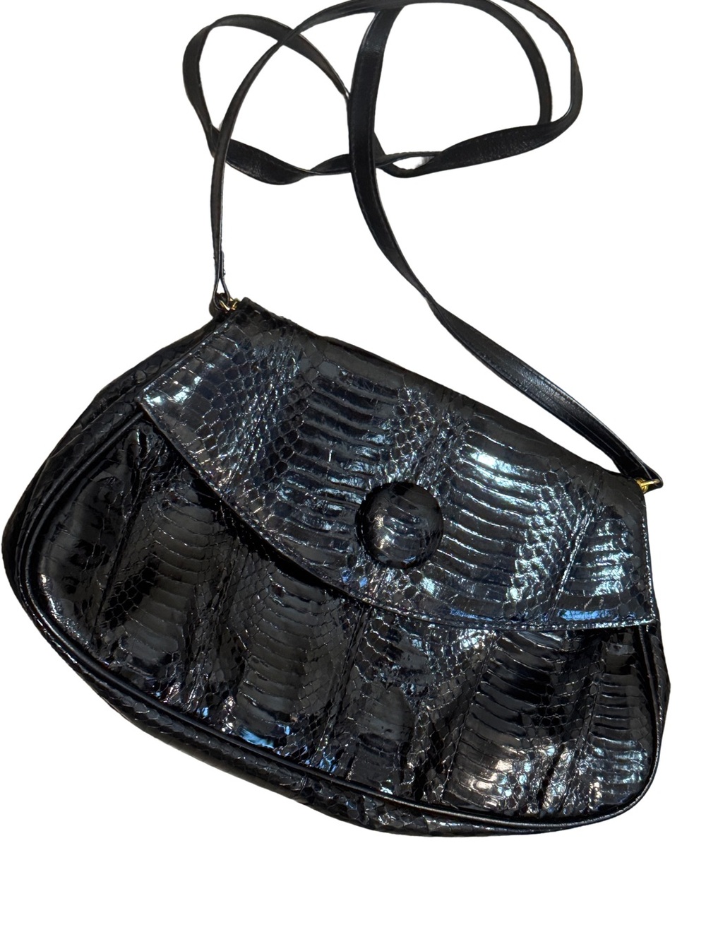 Vtg 1980’s J.Renee Black Faux Snake Skin Shoulder Bag